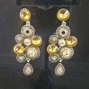 Elegant Gold and Silver Crystal Earrings